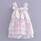 Sleeveless Floral Lace Trim A-line Dress