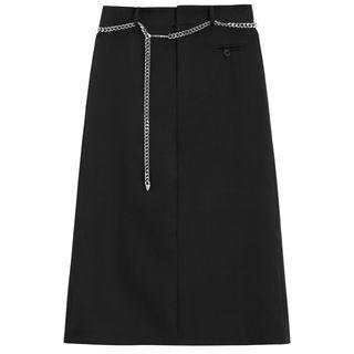 Set: Midi A-line Skirt + Chain Belt