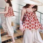 Set: Dotted Camisole Top + Cropped Baggy Pants