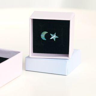Ceramic Moon & Star Stud Earring