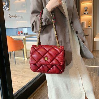 Faux Leather Padded Quilted Crossbody Bag