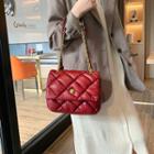 Faux Leather Padded Quilted Crossbody Bag