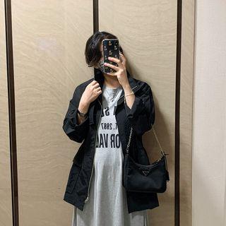Flap Drawstring-waist Zip-up Safari Jacket