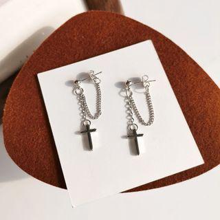 Cross Chained Alloy Dangle Earring