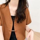 V-neck Plain Button-up Blazer