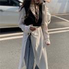 Side-slit Long-sleeve T-shirt / Knit Vest