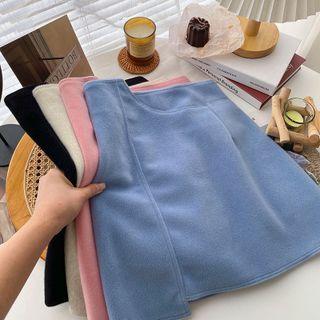 Asymmetrical High-waist Woolen Skirt