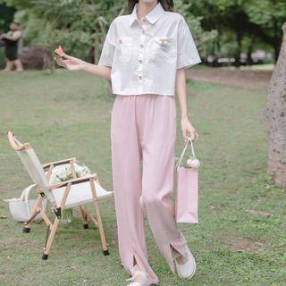 Short-sleeve Crop Shirt / Dress Pants