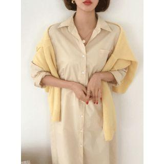 Pocket-detail Dip-back Long Shirtdress