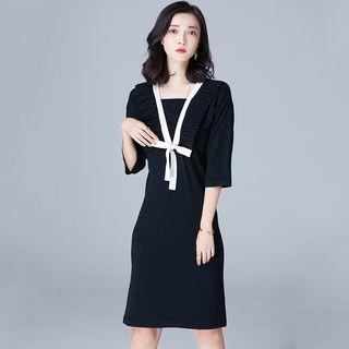 Pleated Knit Shift Dress