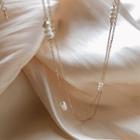 925 Sterling Silver Freshwater Pearl Layered Necklace Necklace - As Shown In Figure - One Size