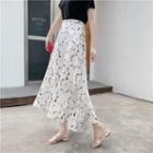 High-waist Print Chiffon Maxi Skirt