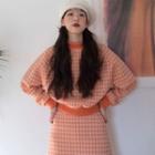 Jacquard Sweater / Mini Fitted Knit Skirt