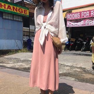 Spaghetti Strap Midi Sundress / Plain Shirt