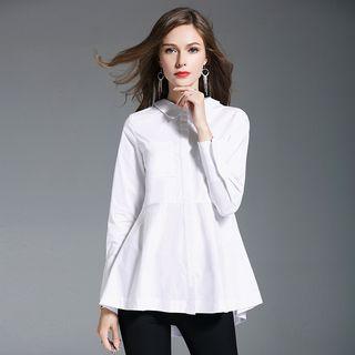 Ruffled-hem White Shirt