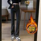 High Waist Fleece-lined Flared Jeans