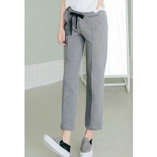 Drawstring-waist Seam-front Pants