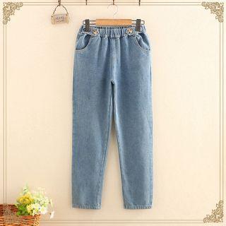 Button-detail Straight-leg Jeans
