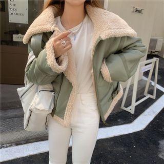Fleece Panel Cropped Jacket