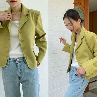 3-button Crop Tweed Blazer