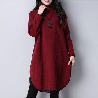 Fleece-lined Mock Neck Pullover Dress