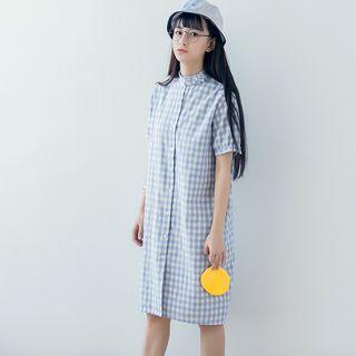 Plaid Short-sleeve Shirtdress