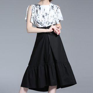 Printed Panel Midi Dress
