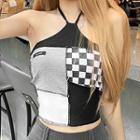 Halter-neck Print Panel Camisole Top