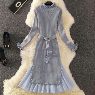 Set: Long Sweater + Midi Mesh Skirt