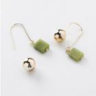 Alloy Bead Cubic Stone Dangle Earring 1 Pair - As Shown In Figure - One Size