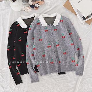 Printed Long-sleeve Knit Cardigan