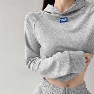 Round-hem Hooded Crop Top