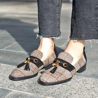 Tasseled Plaid Loafers