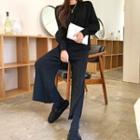 Knit Set: Dip-back Top + Wide-leg Pants