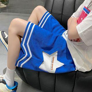 Star Print Contrast Trim Shorts
