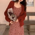 Spaghetti Strap Maxi Floral Dress / Button Cardigan