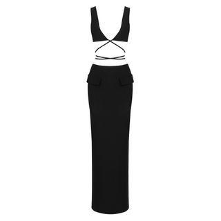 Set: V-neck Crop Camisole Top + Maxi Pencil Skirt
