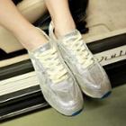 Mesh Panel Glitter Sneakers