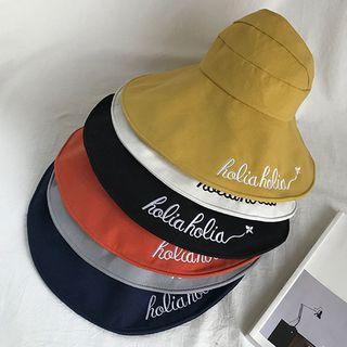 Embroidered Lettering Wide Brim Visor Hat