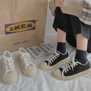Fringed Trim Corduroy Sneakers