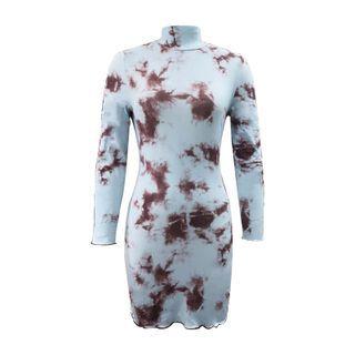 Tie-dye Long-sleeve Slim-fit Dress