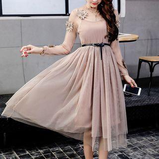 Sleeveless Mesh Midi Dress