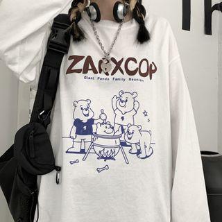 Couple Matching Long-sleeve Bear Print T-shirt
