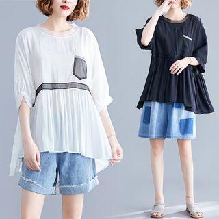 Pocketed Elbow-sleeve Top