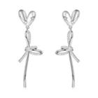 Heart Knot Rhinestone Alloy Dangle Earring 1 Pair - Silver - One Size