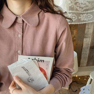 Scallop-collar Corduroy Blouse