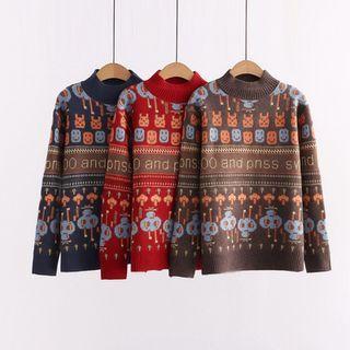 Round Neck Cartoon Jacquard Sweater