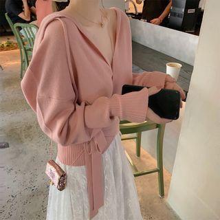 Hooded Tie-side Cardigan