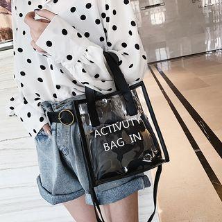 Set: Lettering Pvc Tote Bag + Pouch