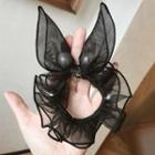 Faux Pearl Mesh Bow Hair Tie Black - One Size